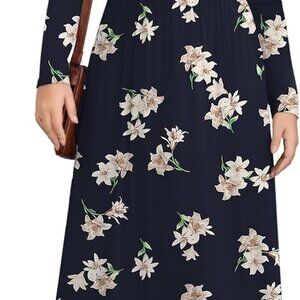 Womens Plus Size Maxi Dresses Long Sleeve Casual V Neck 2023 Fall Winter Soft Lo